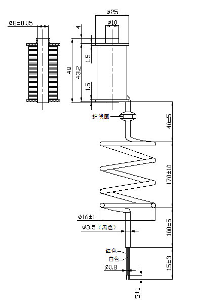 24V游戲機(jī)電磁鐵線圈定制尺寸圖